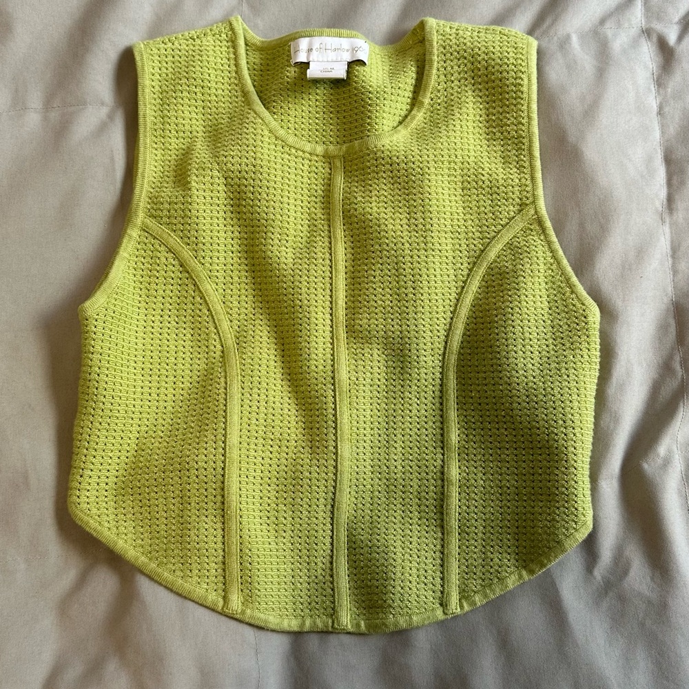 House of Harlow 1960 Chartreuse Knit Top